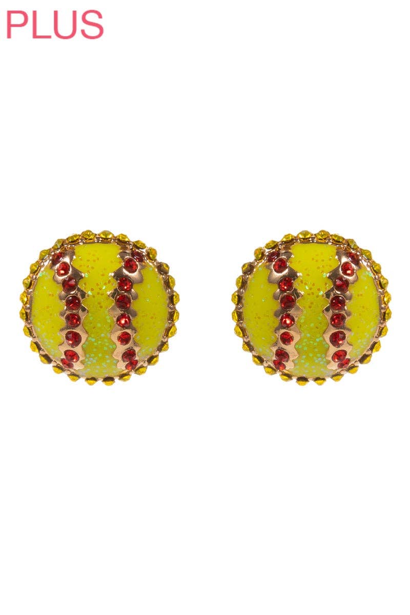 Softball Rhinestone Post Earrings