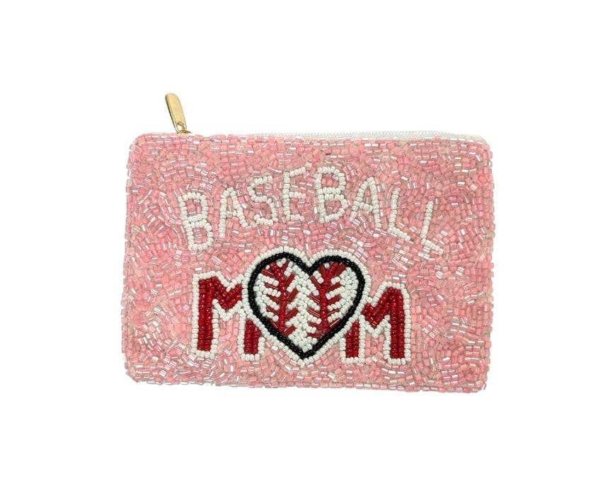 Beaded Baseball Mom Coin Purse