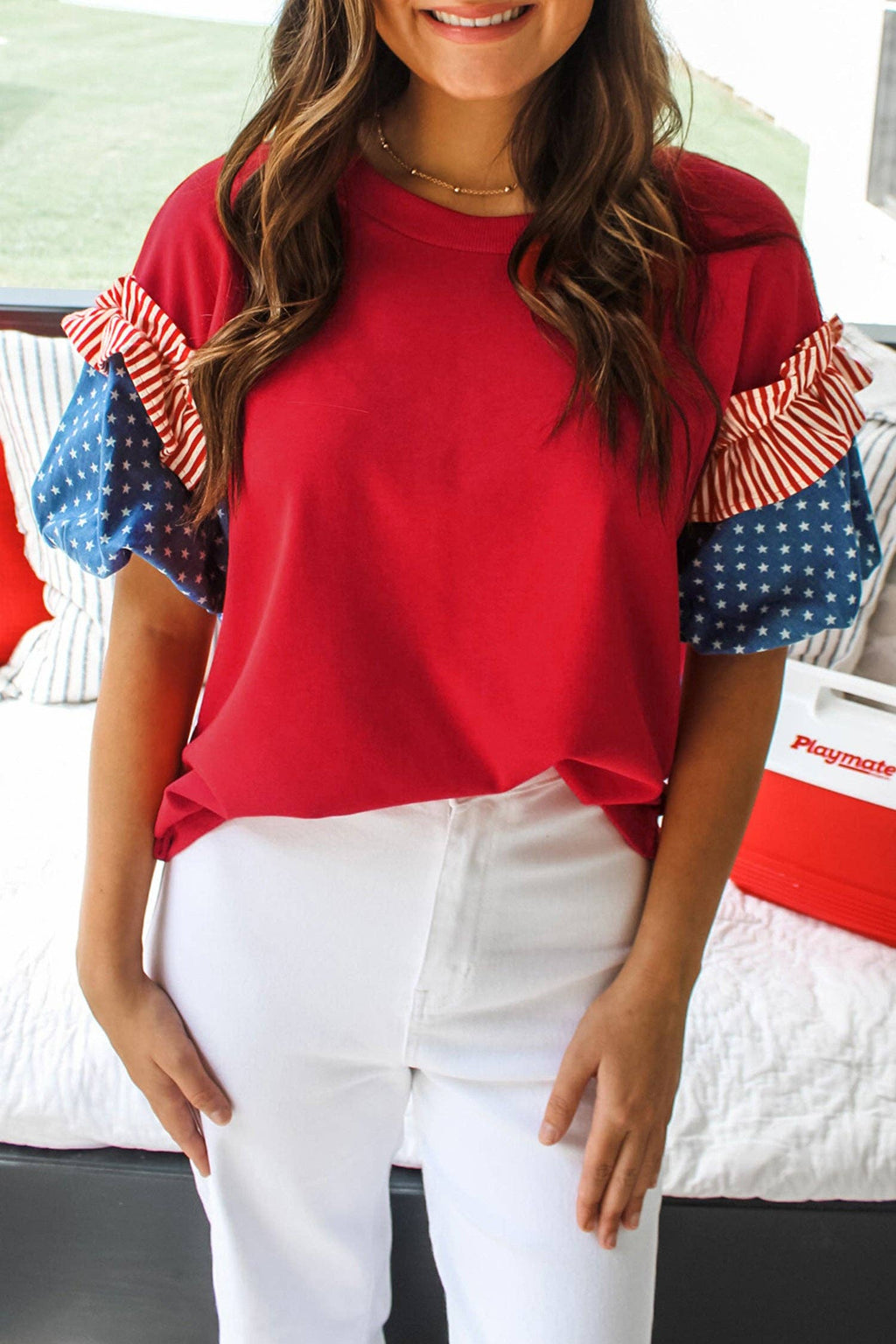 Stars & Stripes Puff Sleeve Top