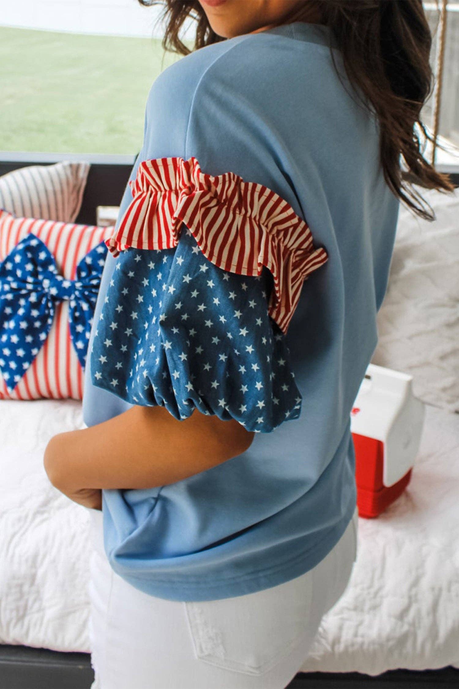 Stars & Stripes Puff Sleeve Top