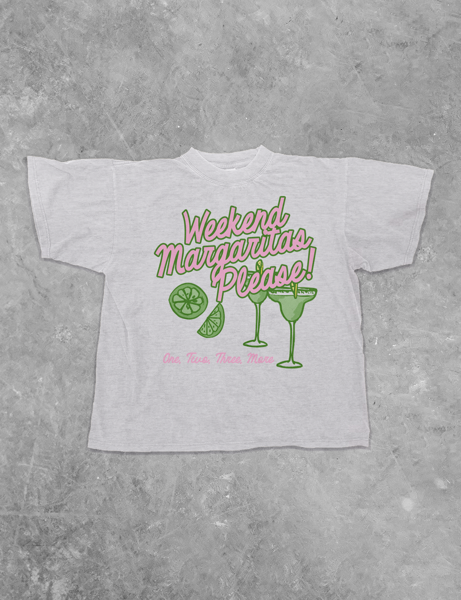 Weekend Margaritas Please, Summer Boxy Cotton TShirt