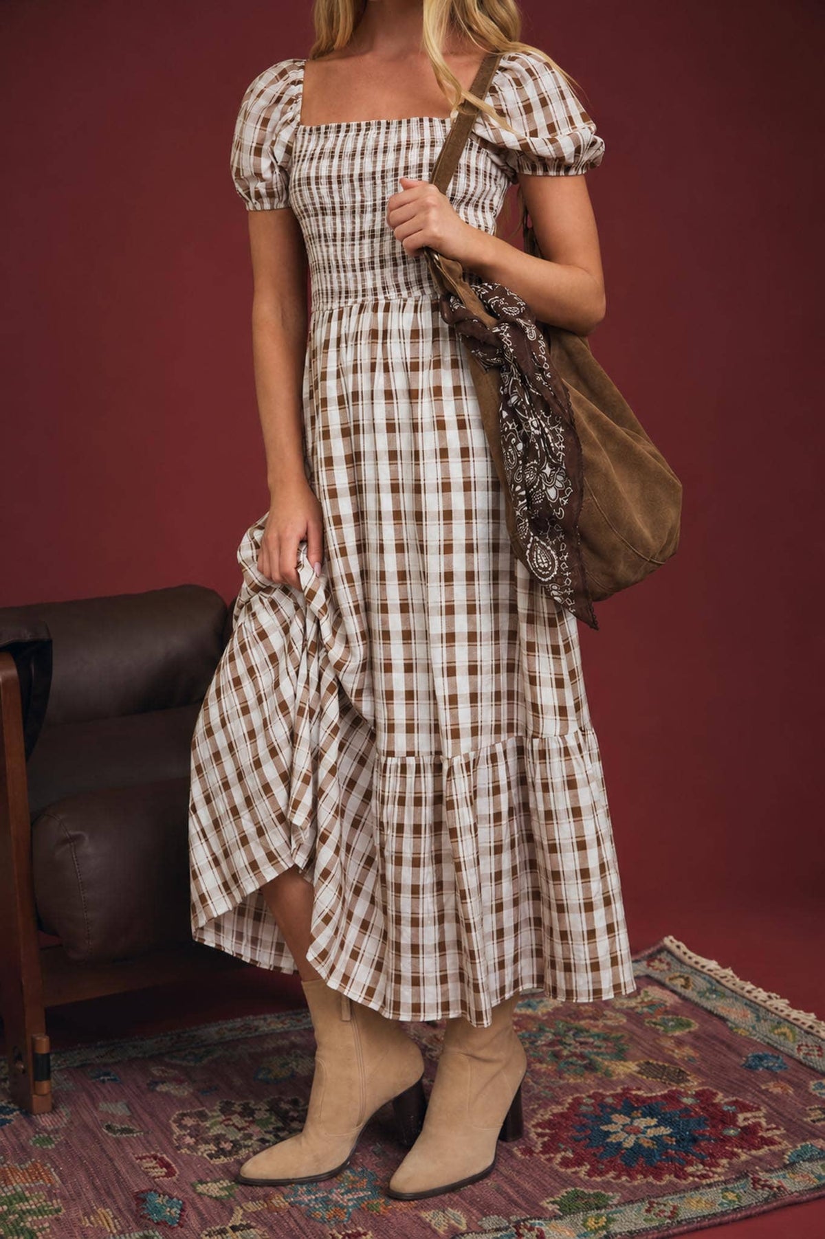 Plaid Midi Dress