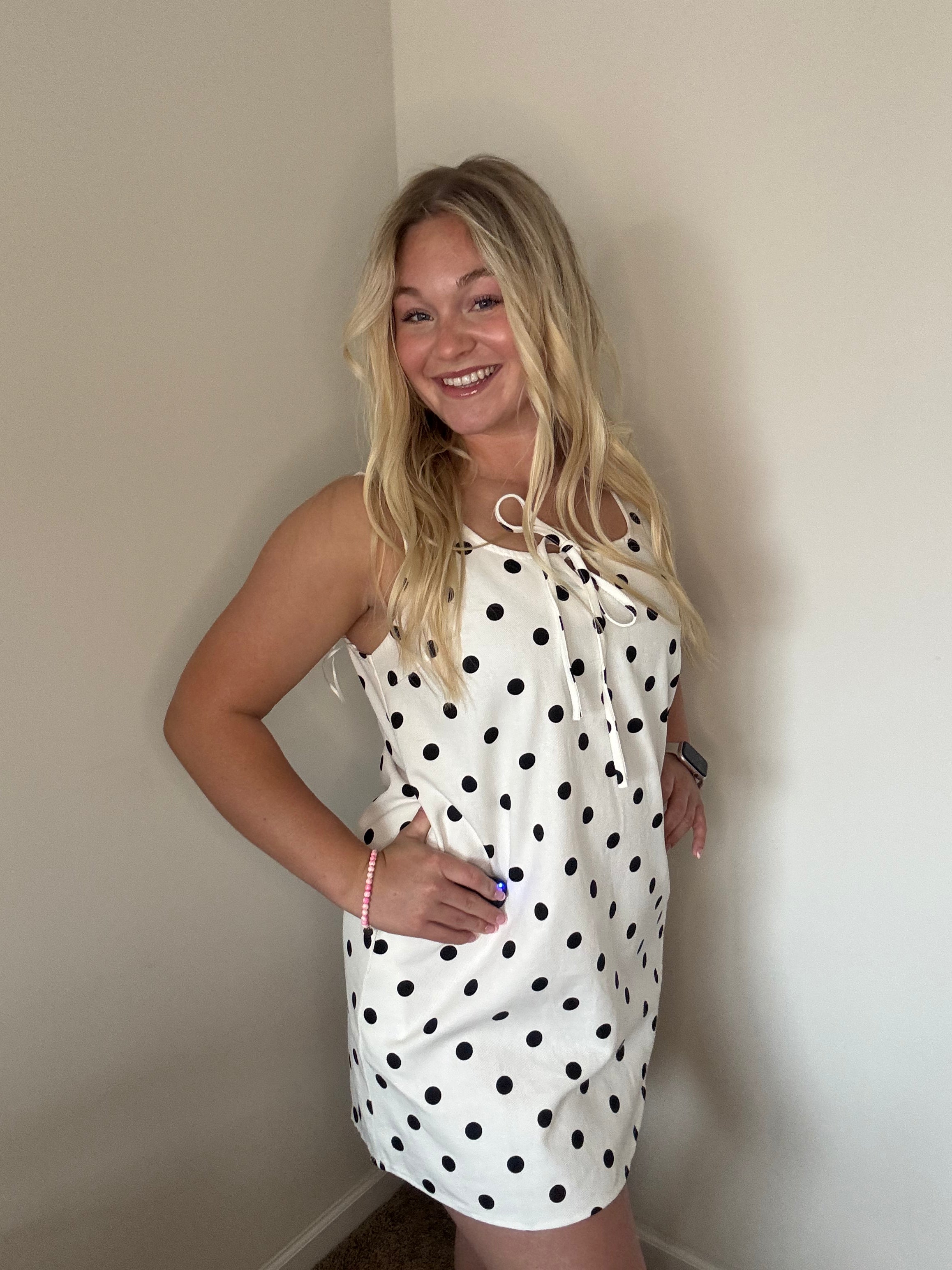 Polka Dot Denim Dress
