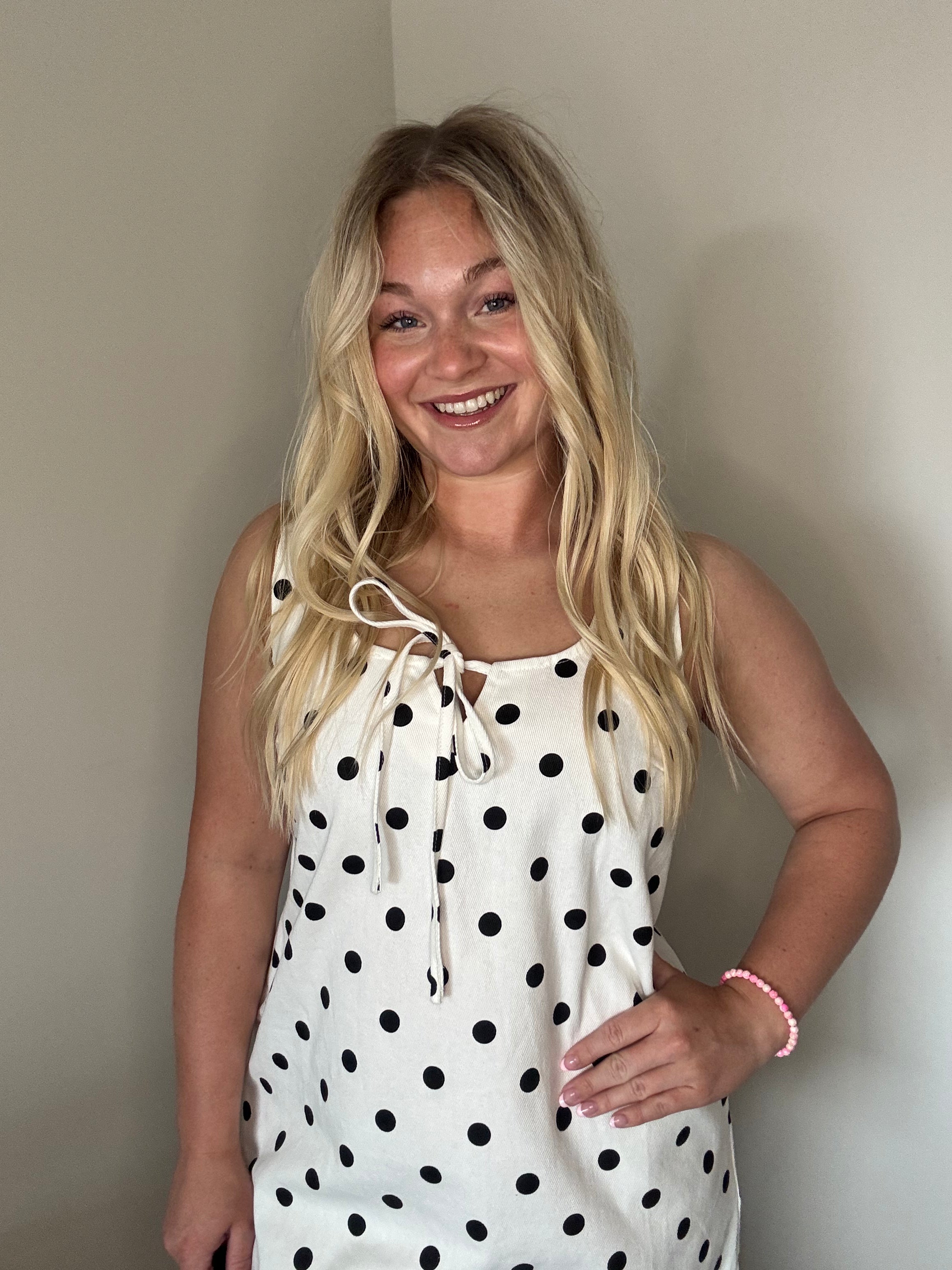 Polka Dot Denim Dress
