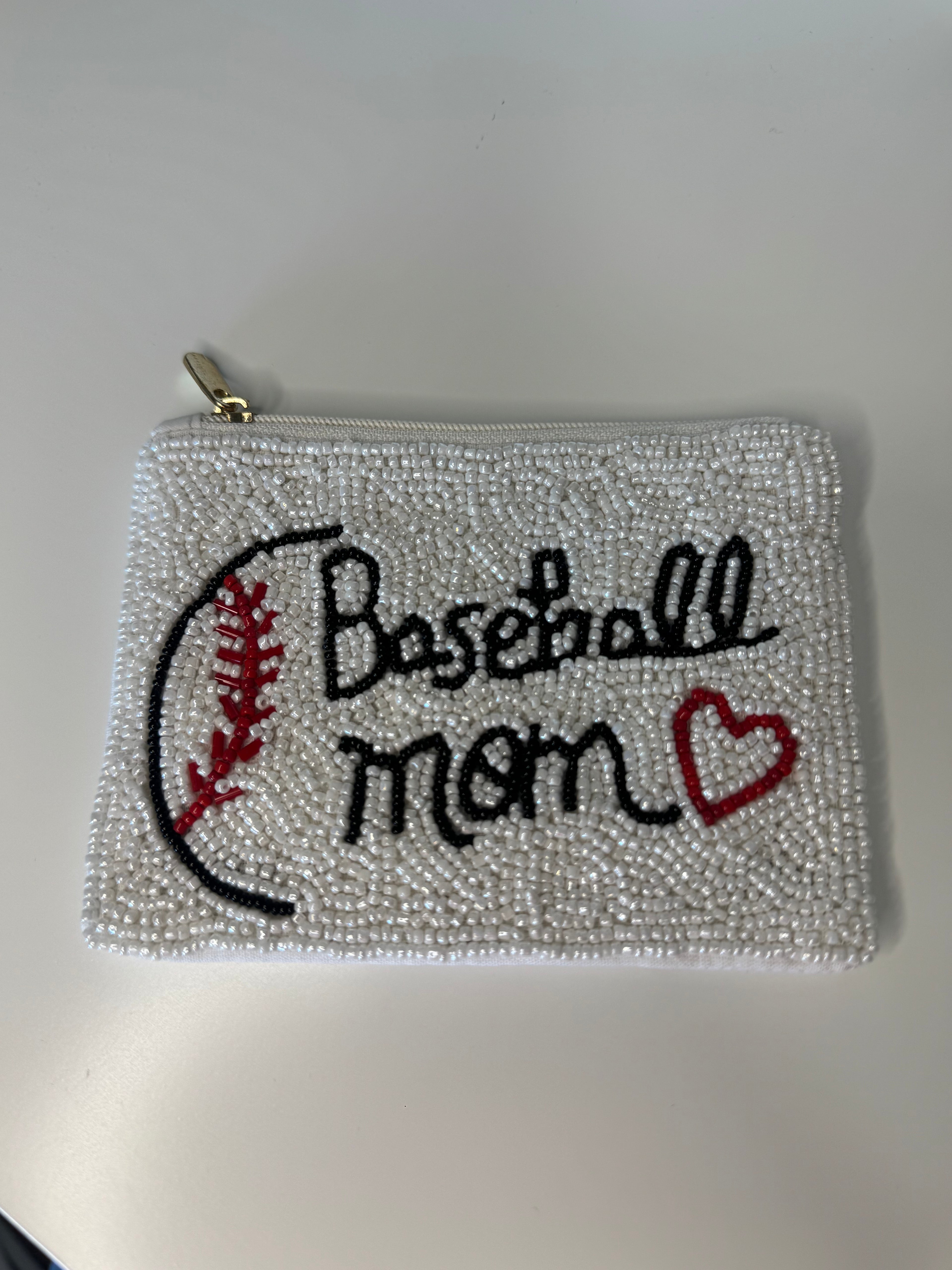 Beaded Baseball Mom Coin Purse