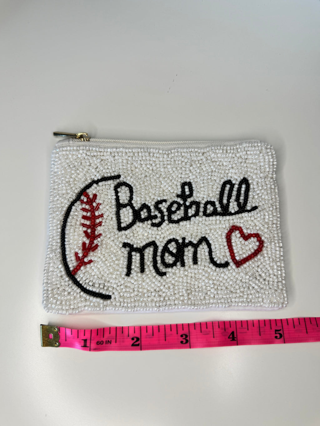 Beaded Baseball Mom Coin Purse