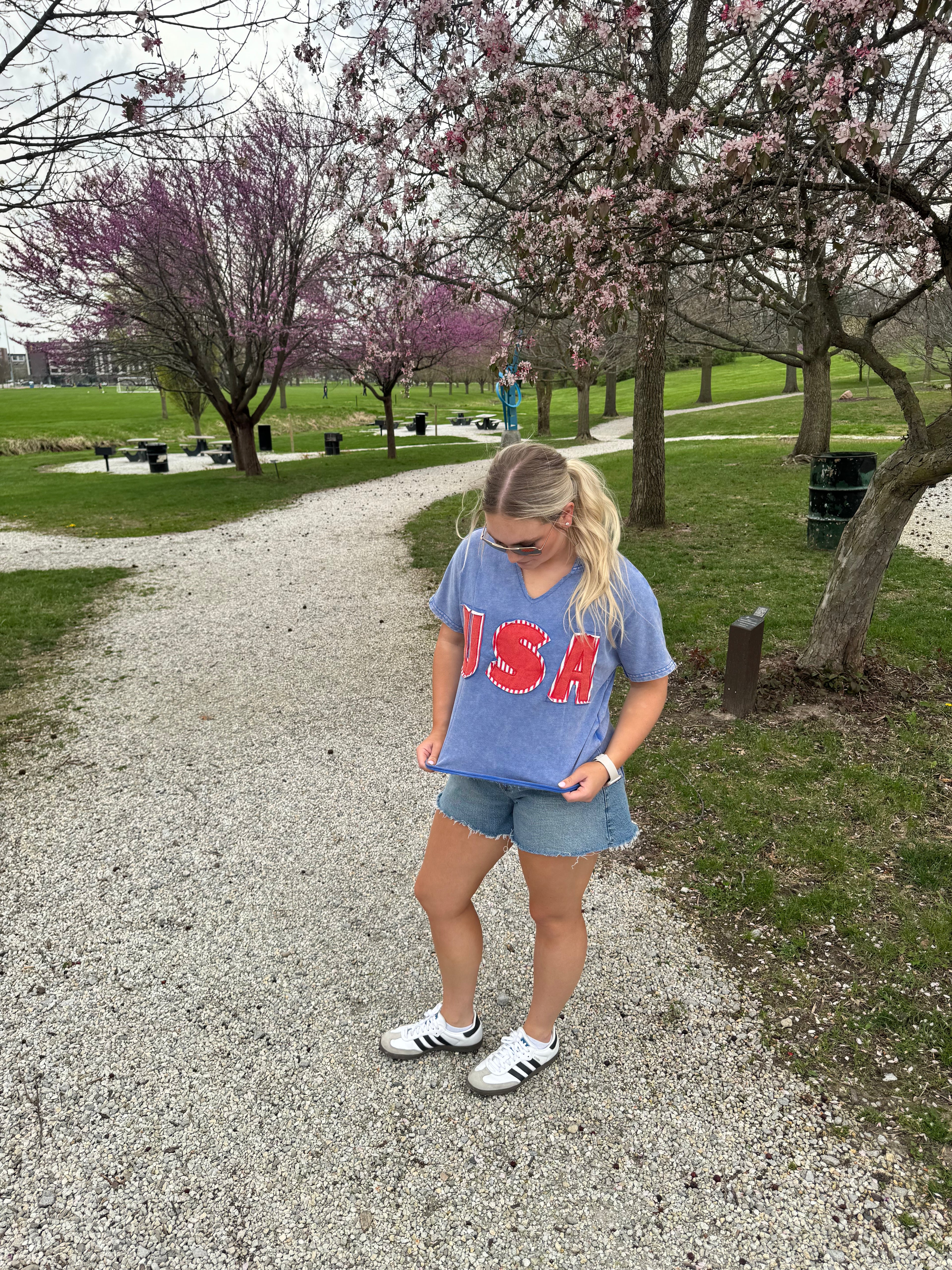 USA V Neck Tshirt