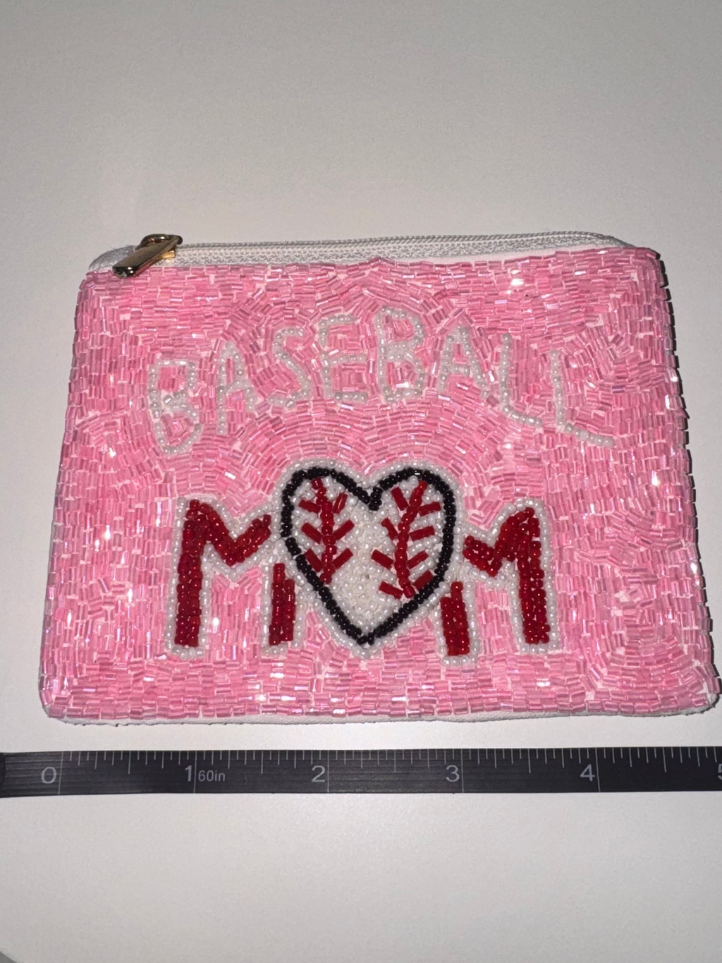 Beaded Baseball Mom Coin Purse