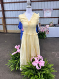 Yellow Smocked Midi Dress