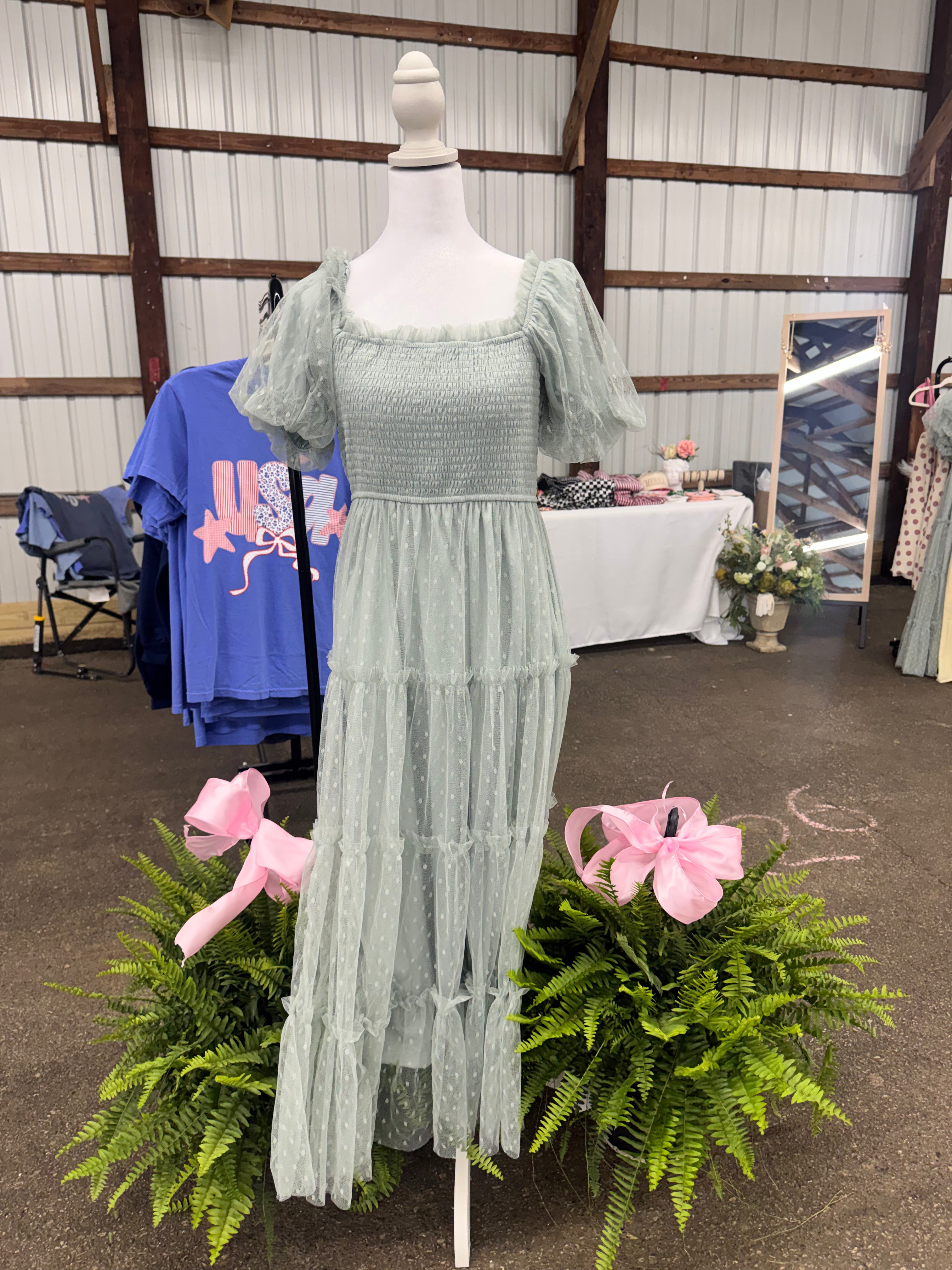 Polka Dot Tulle Midi Dress
