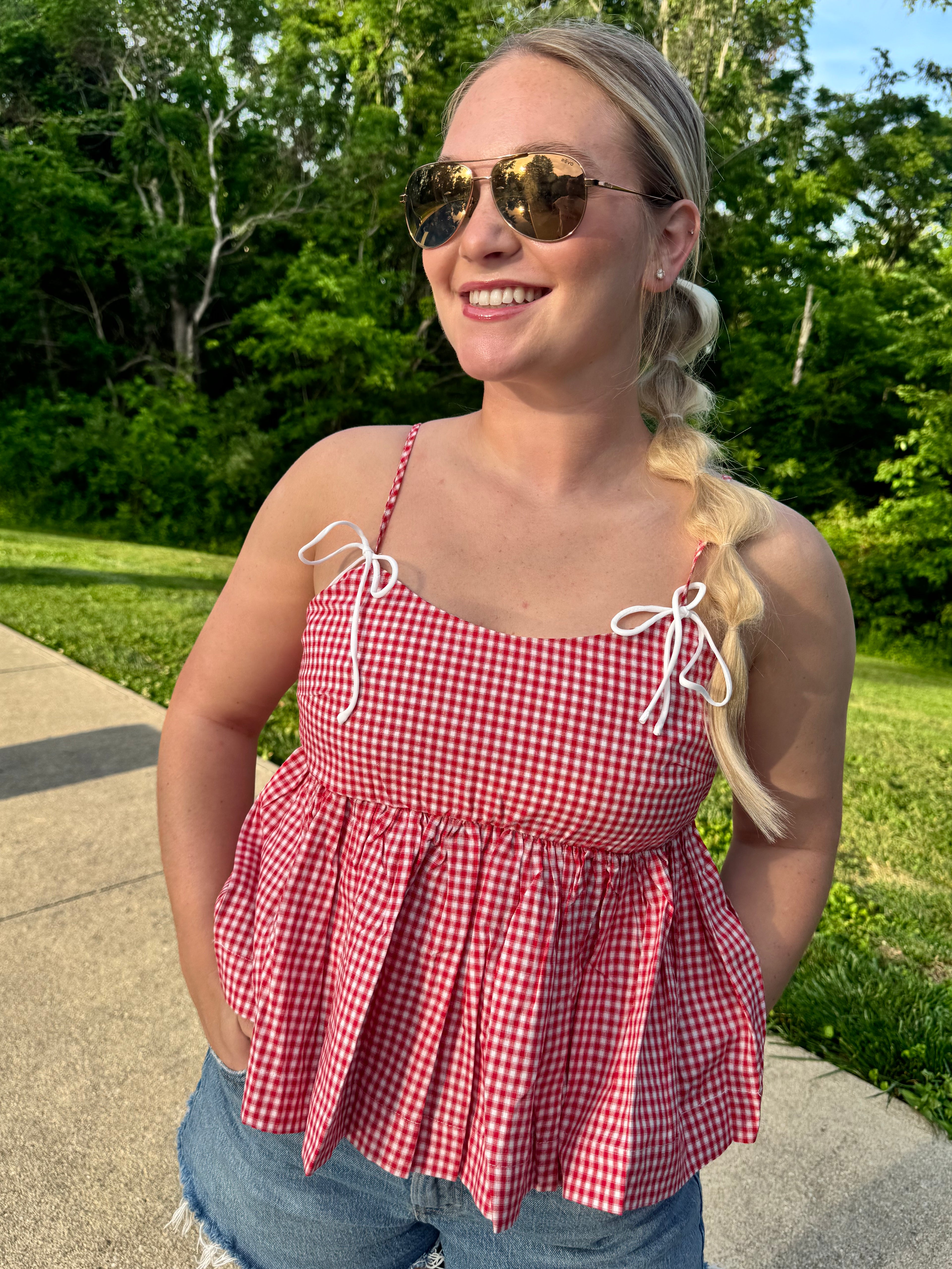 Gingham Bow Top