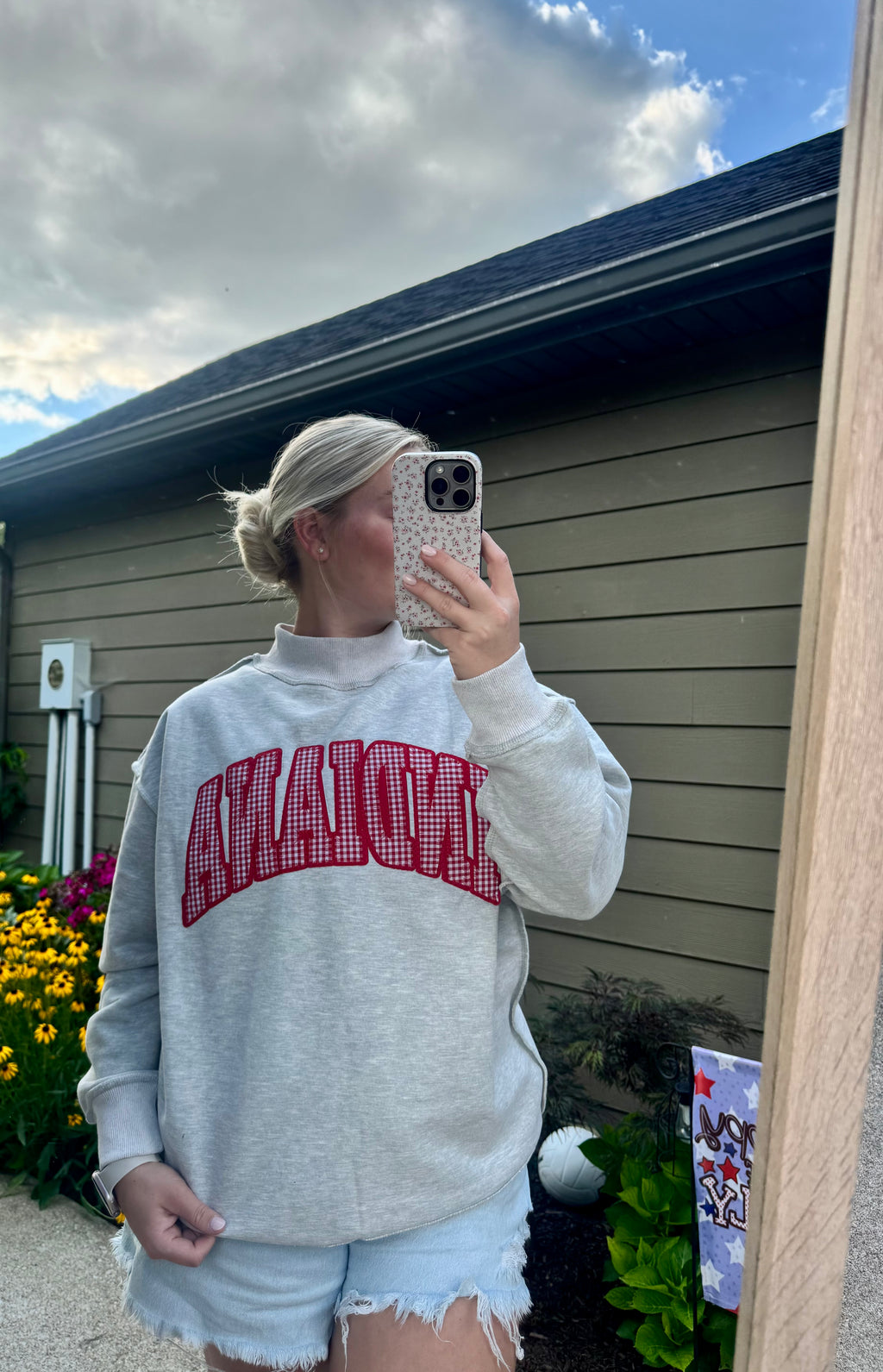 Embroidered Indiana Gingham Mockneck