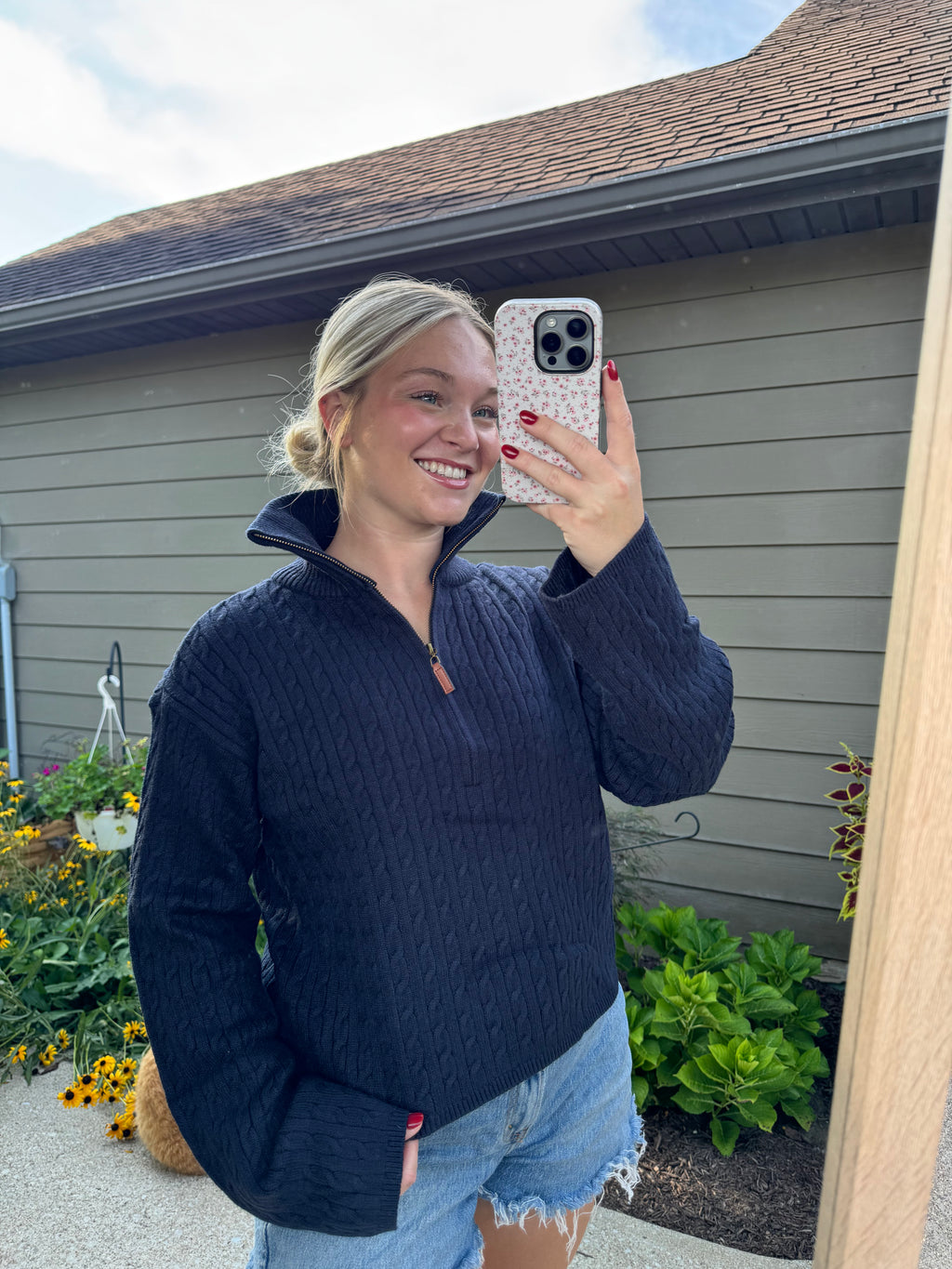 Frankie Half Zip Cable Knit Sweater