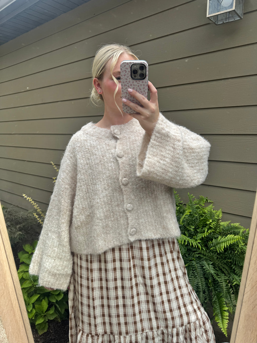 Fuzzy Knit Button Down Sweater