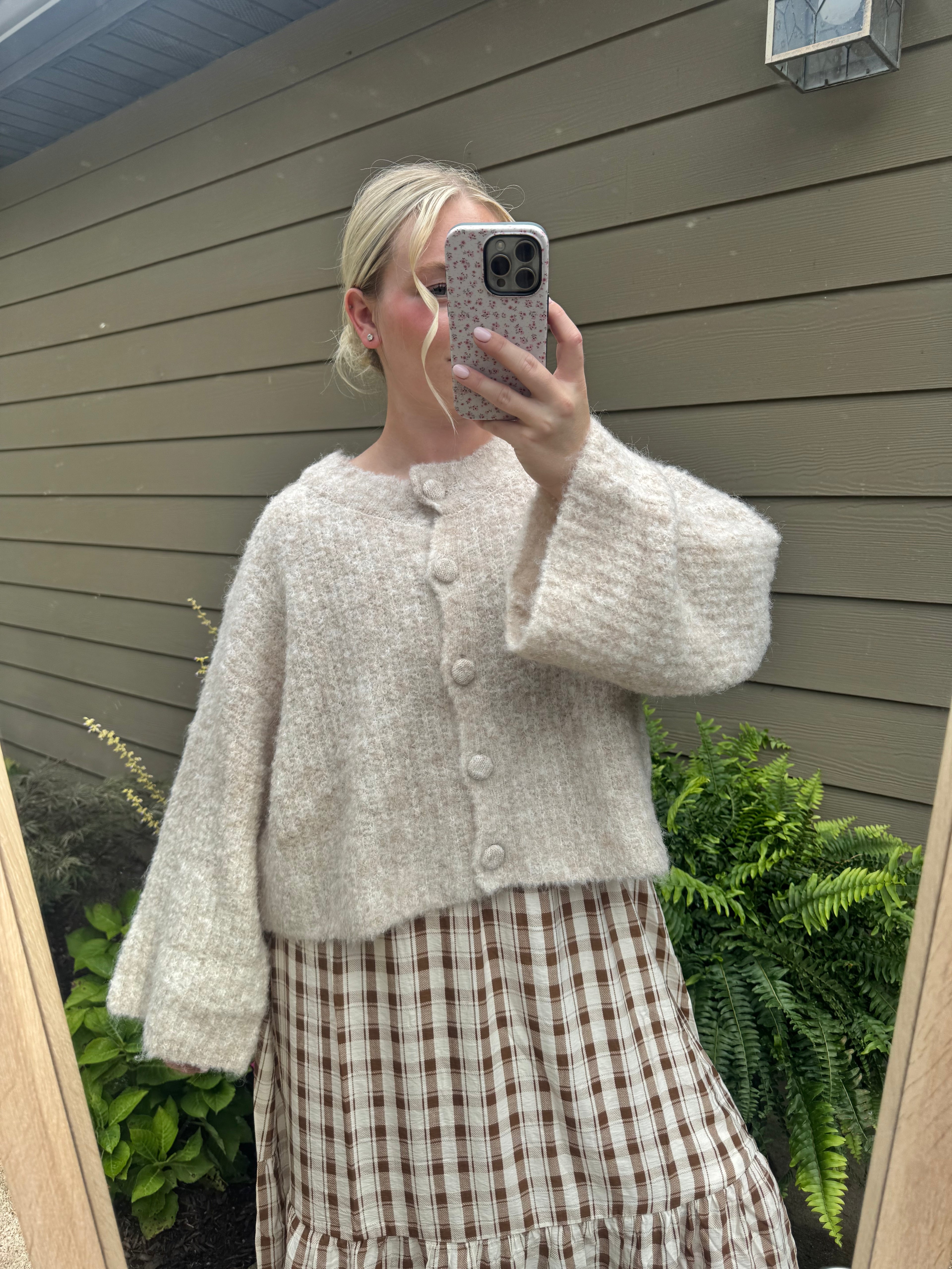 Fuzzy Knit Button Down Sweater