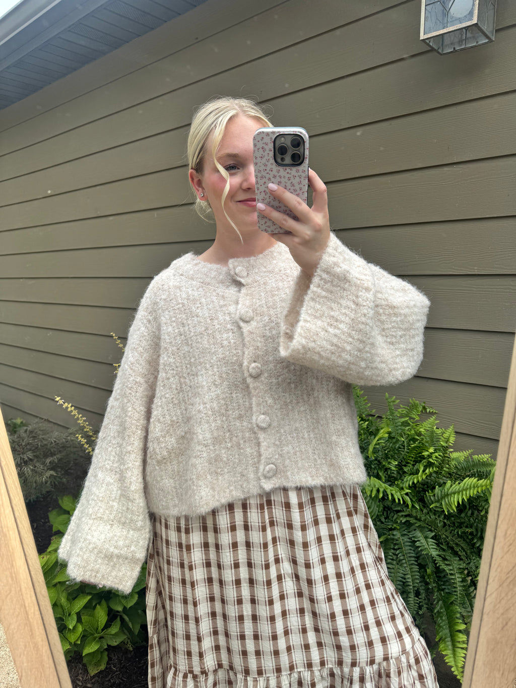 Fuzzy Knit Button Down Sweater