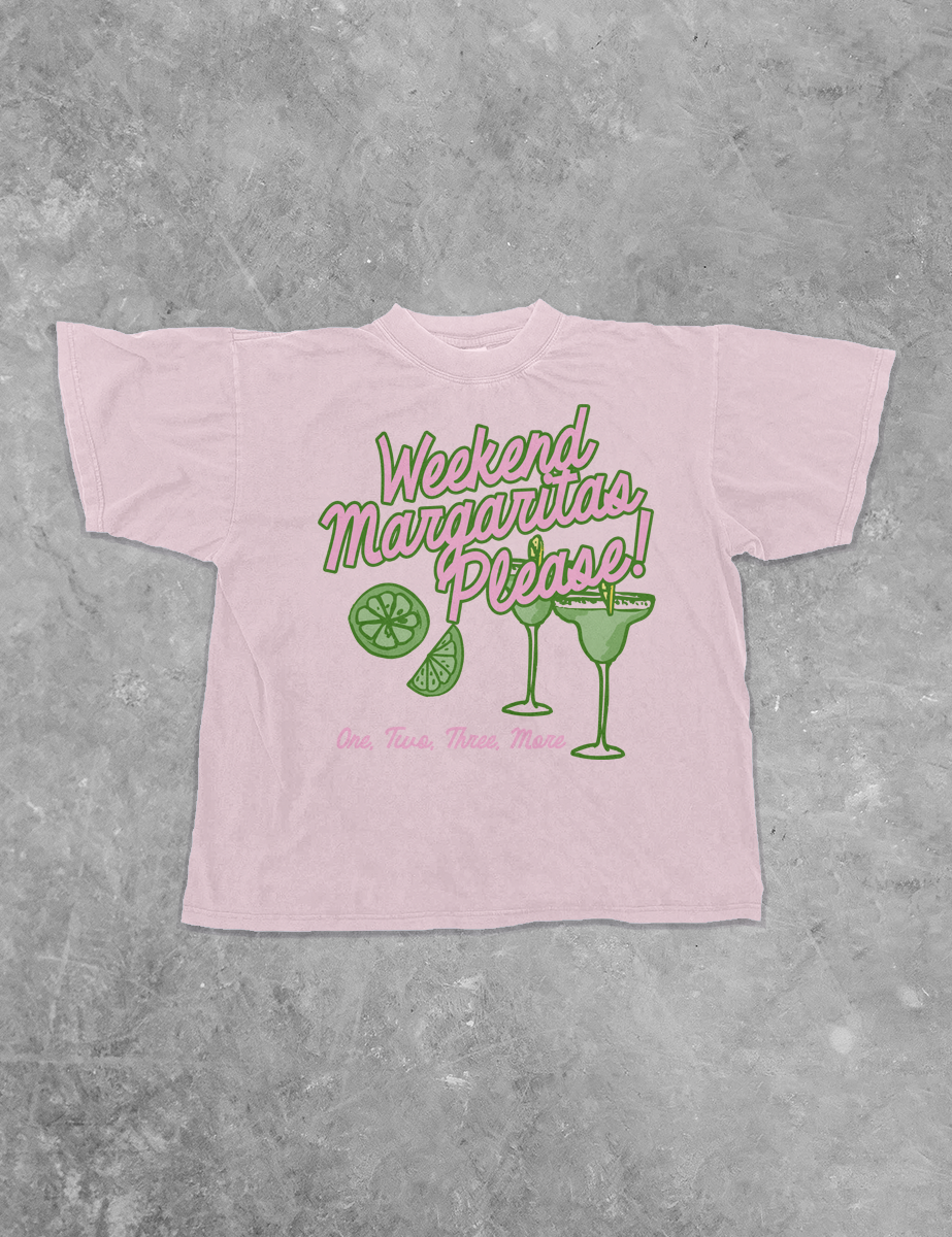 Weekend Margaritas Please, Summer Boxy Cotton TShirt