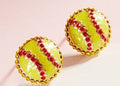 Softball Rhinestone Post Earrings