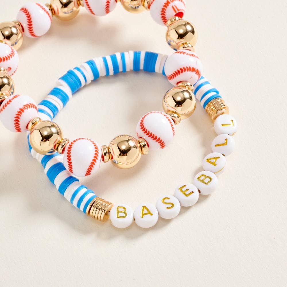 Baseball Beaded Stretch Bracelet Set